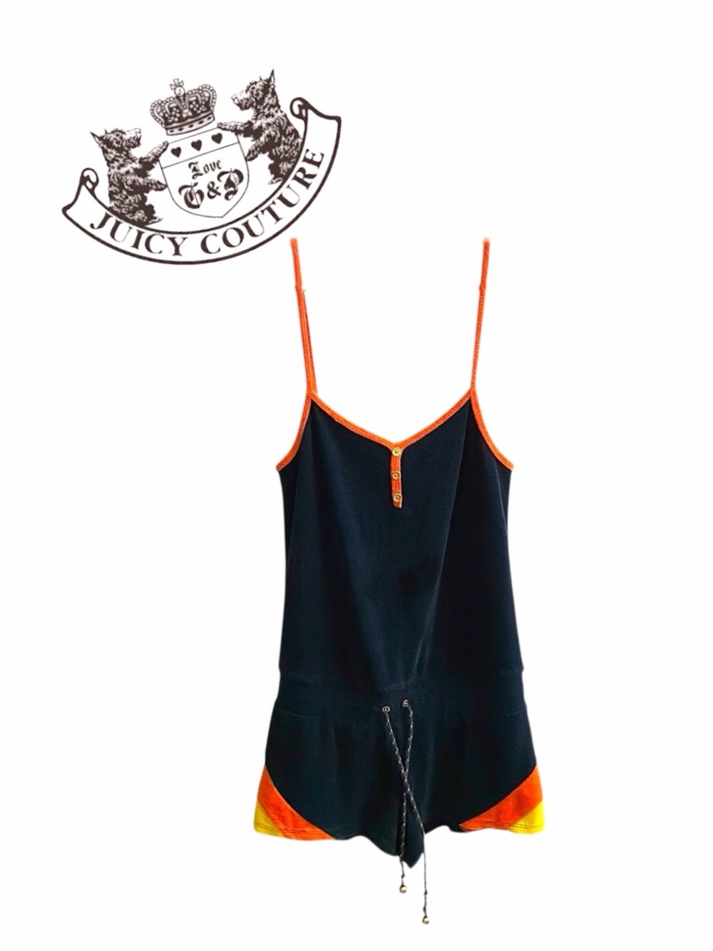 Y2K Juicy Couture Terry Cloth Navy Blue Romper Size Small